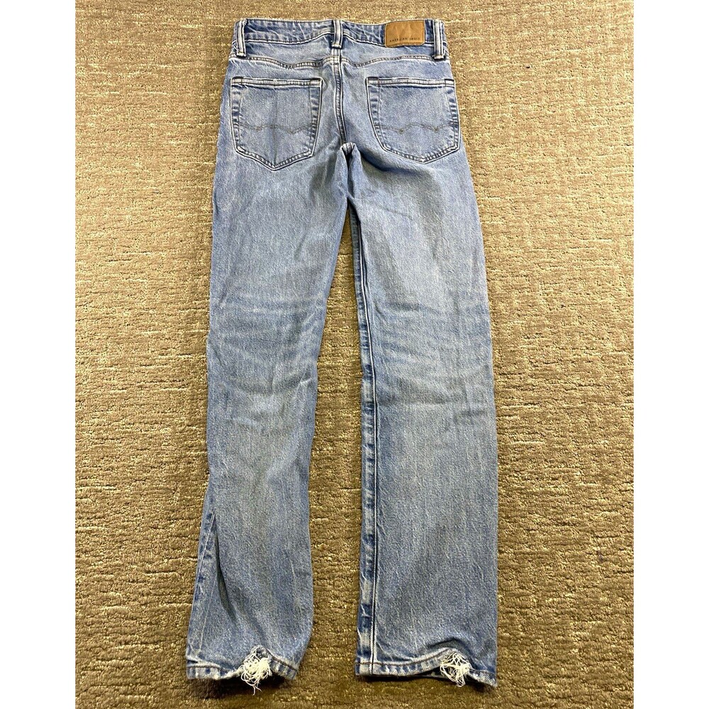 American Eagle Men's Slim straight Denim Jeans Light Wash Blue Distressed 28x32